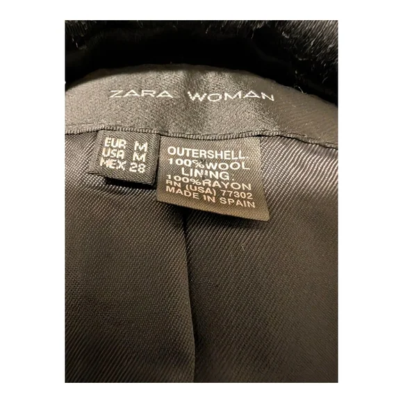 Rare!!! Vintage Beaded Zara Woman 100% Wool Black Beaded Coat. Made In Spain - Picture 10 of 13